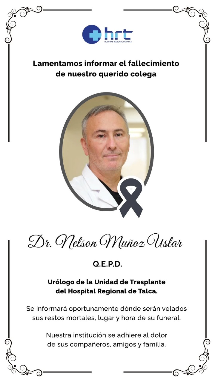 Carta de duelo del Dr. Nelson Muñoz Uslar 