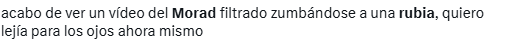 Captura de pantalla de Comentarios en redes sociales de usuarios al ver el video filtrado de Morad y la rubia en Twitter