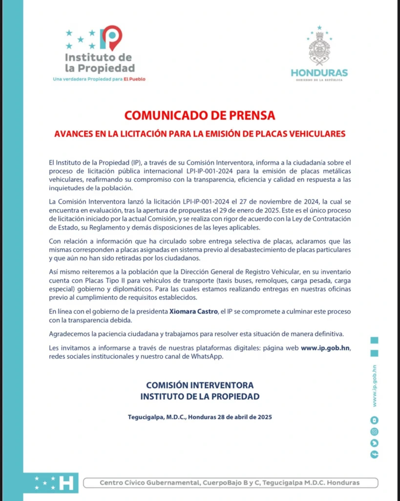 El IP señaló que este es el único proceso de licitación iniciado por la actual comisión. Foto: cortesía del IP