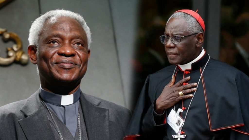 Diseño con las fotos de los cardenales Peter Turkson, de Ghana, o Robert Sarah de Guinea. 