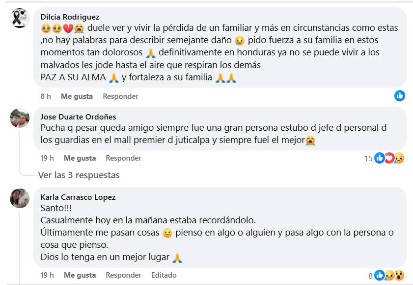 Mensajes sobre el asesinato del exoficial de Policía en Silca, Olancho 