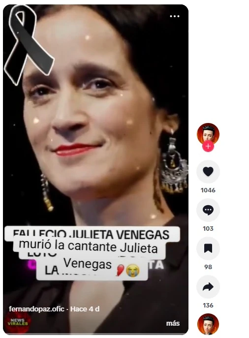 Video sobre la supuesta muerte de Julieta Venegas 