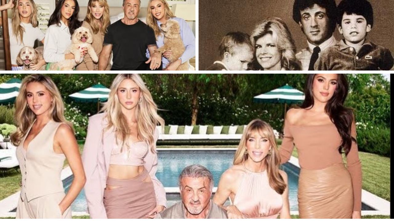 Collage de fotos de los hijos de Sylvester Stallone