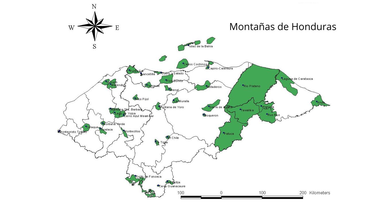 mapa de las áreas protegidas de Honduras