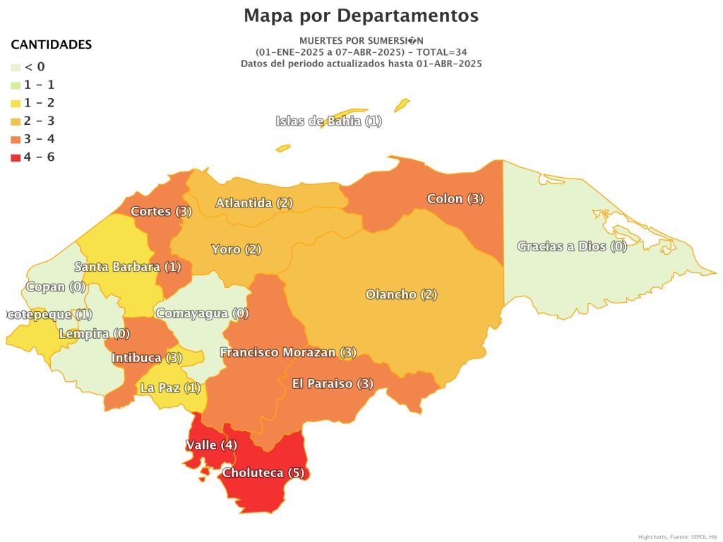 mapa de muertes por sumersión