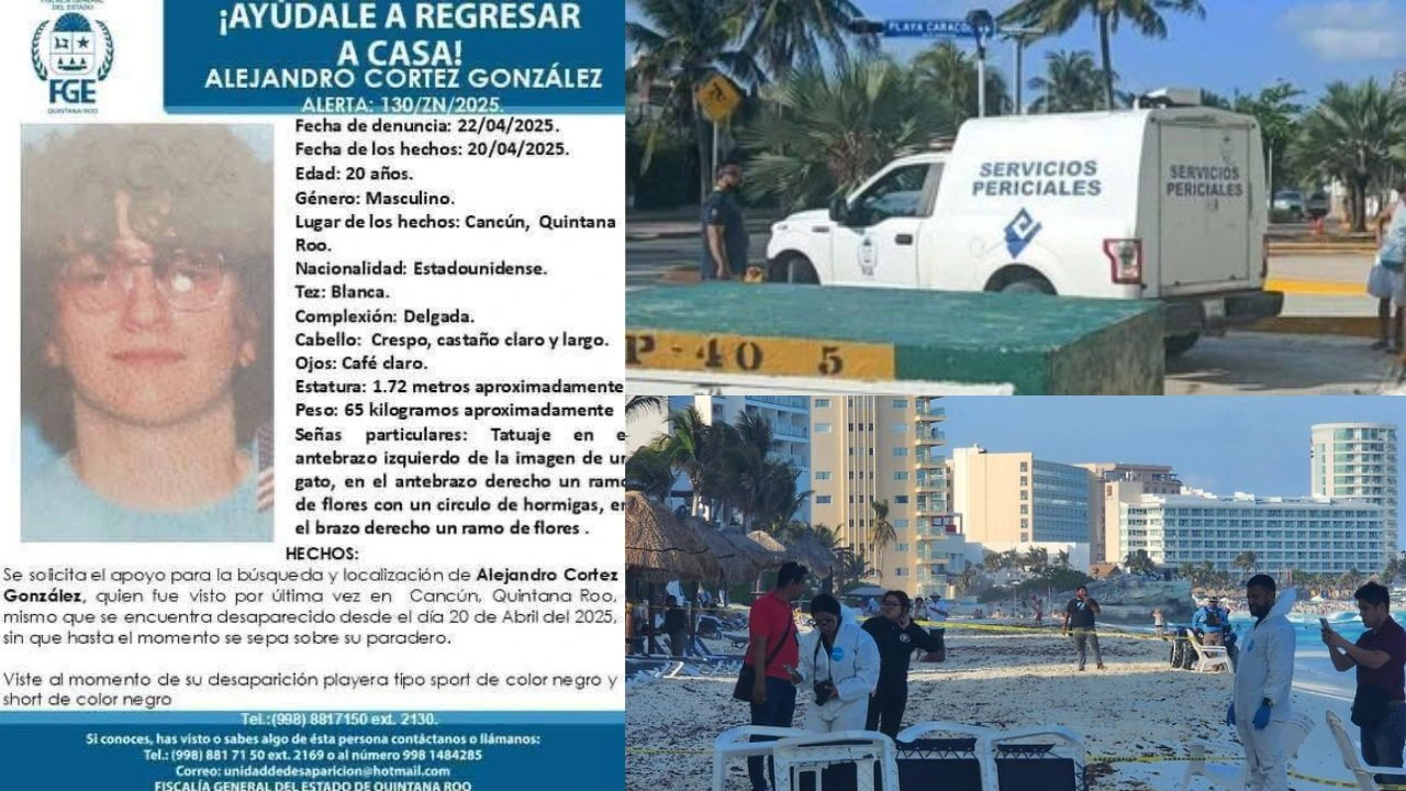 Una ficha de desaparecido, un carro de la morgue una playa médicos forense