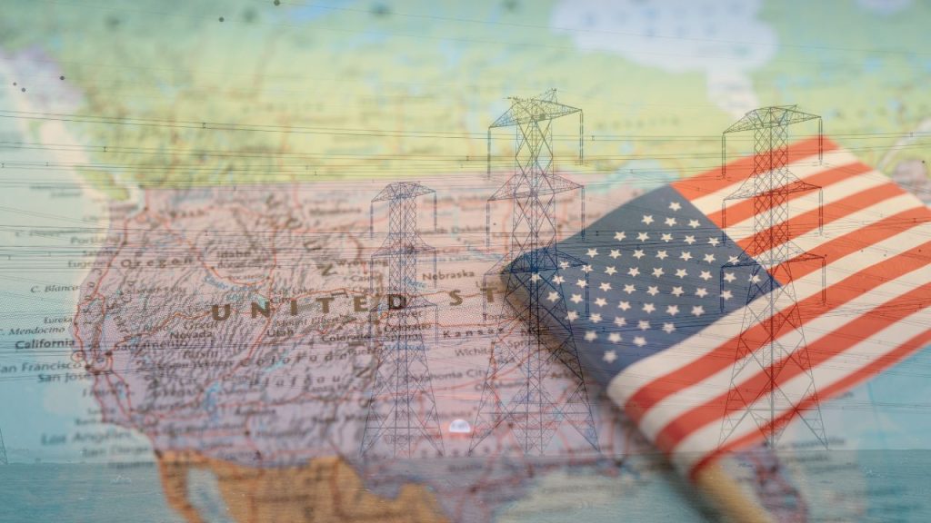 mapa y bandera de los Estados Unidos