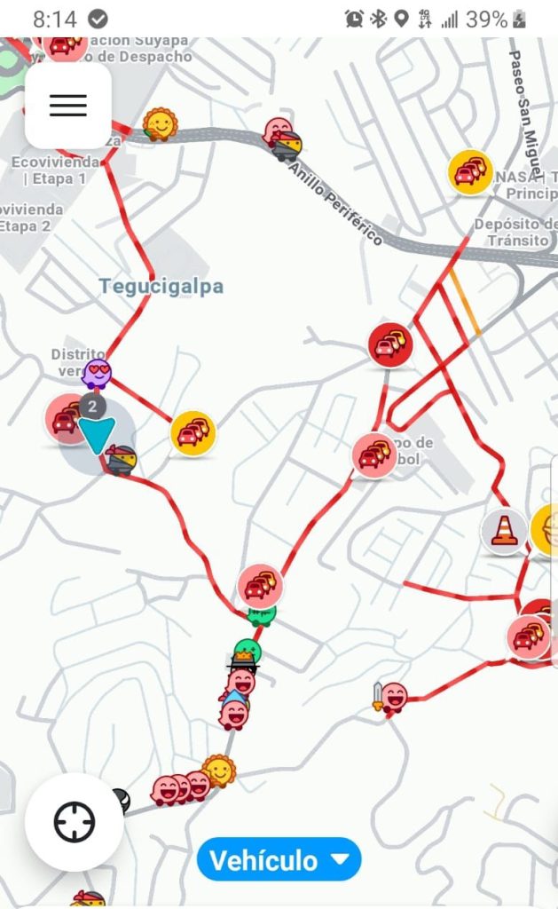 Waze sobre tráfico vehicular hacia Valle de ángeles