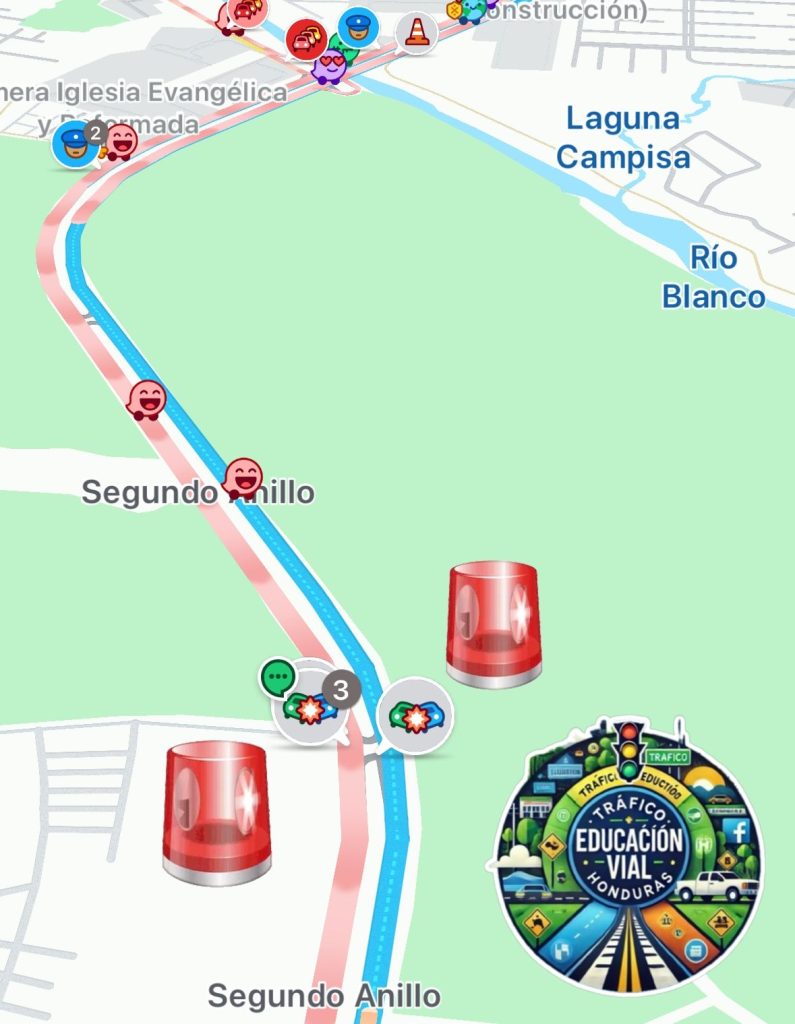 Waze sobre tráfico vehicular en San Pedro Sula