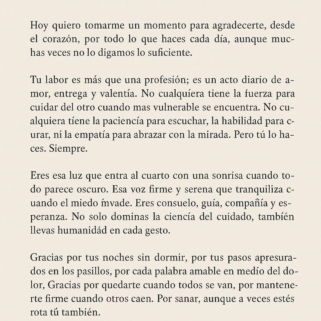 Carta por el Día de la Enfermera 