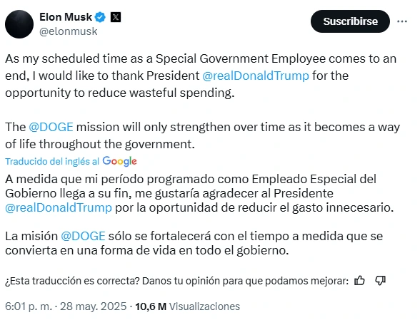 Su salida, acompañada de un mensaje directo en su red social X, dejó al descubierto profundas diferencias con la Casa Blanca.
