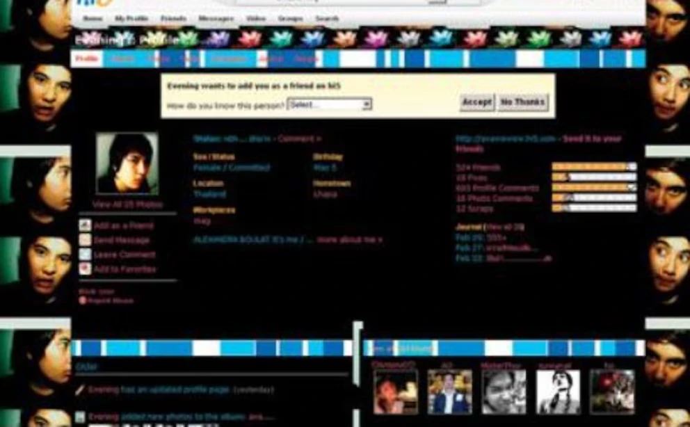 Así era como se veía el 'popular' muro de cada perfil de Hi5. Foto: cortesía de redes sociales
