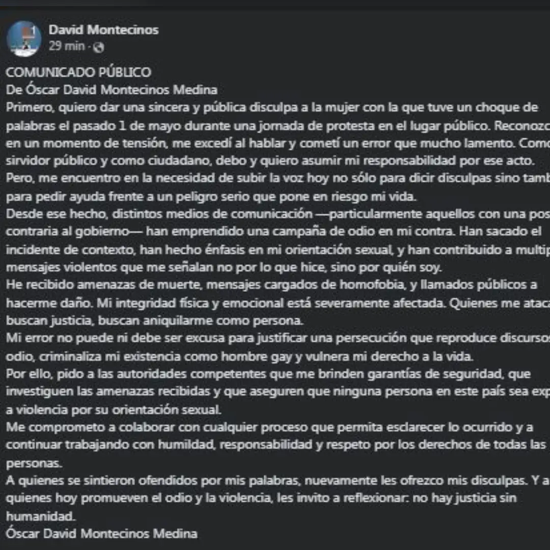 Comunicado David Montecinos