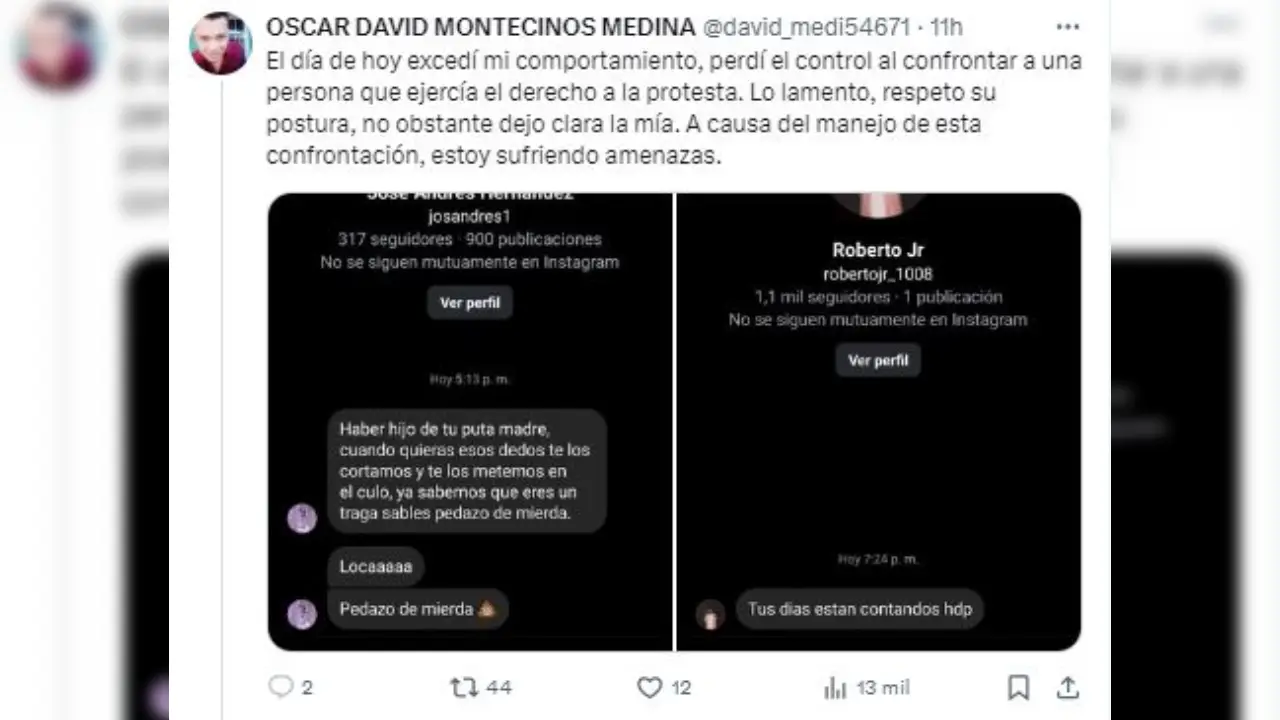 Captura de la disculpa del funcionario del 911