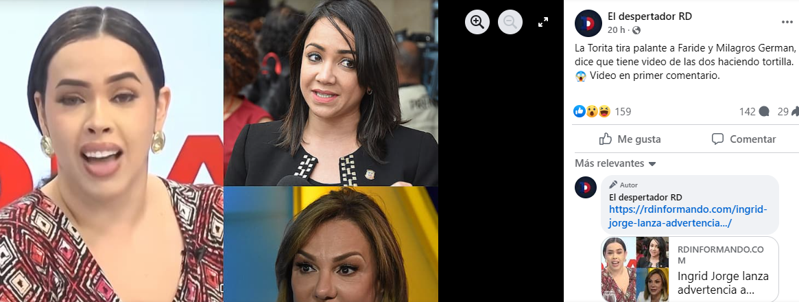 Faride Raful y Milagros Germán Foto: captura