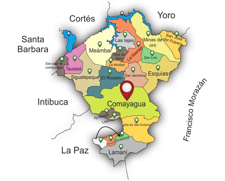 mapa de municipios de comyagua
