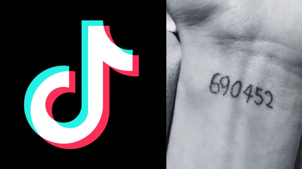 el logo de TikTok y una muñeca con un número escrito