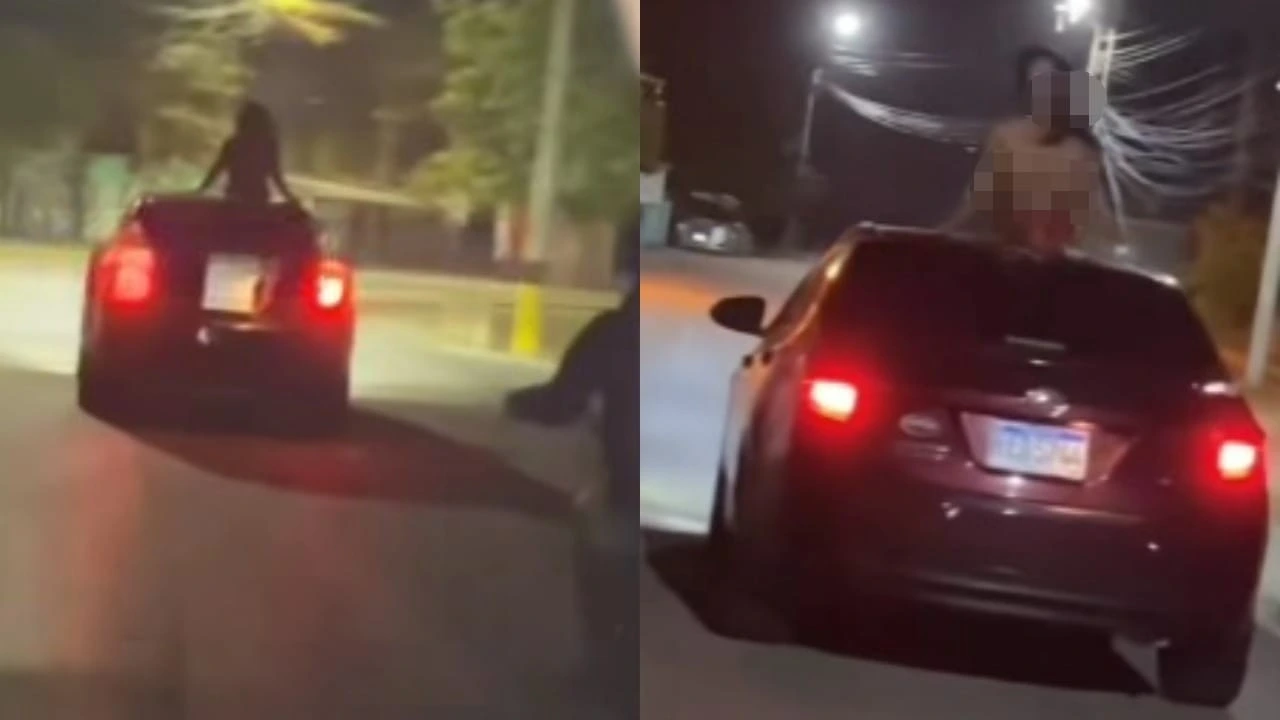VIDEO: Captan a mujer desnuda sobre un auto paseando por las calles de Roatán Imagen de VIDEO: Captan a mujer desnuda sobre un auto paseando por las calles de Roatán