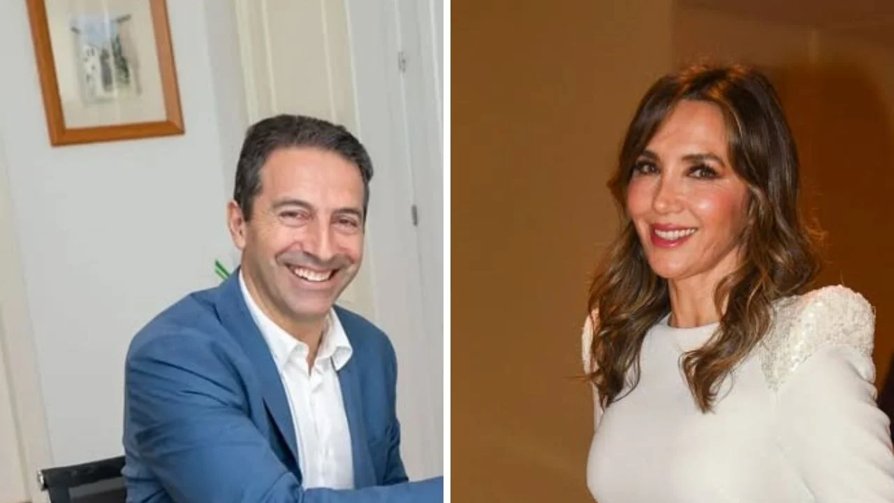 Collage de fotos: en el lado izquierdo una imagen de Alfonso Villares y en el lado derecho una foto de la presentadora Paloma Lago