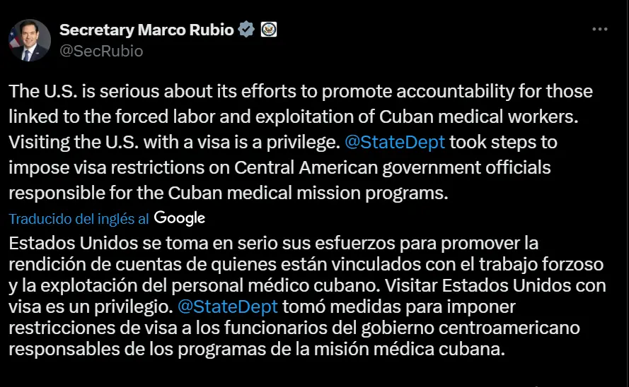 tuit de marco Rubio