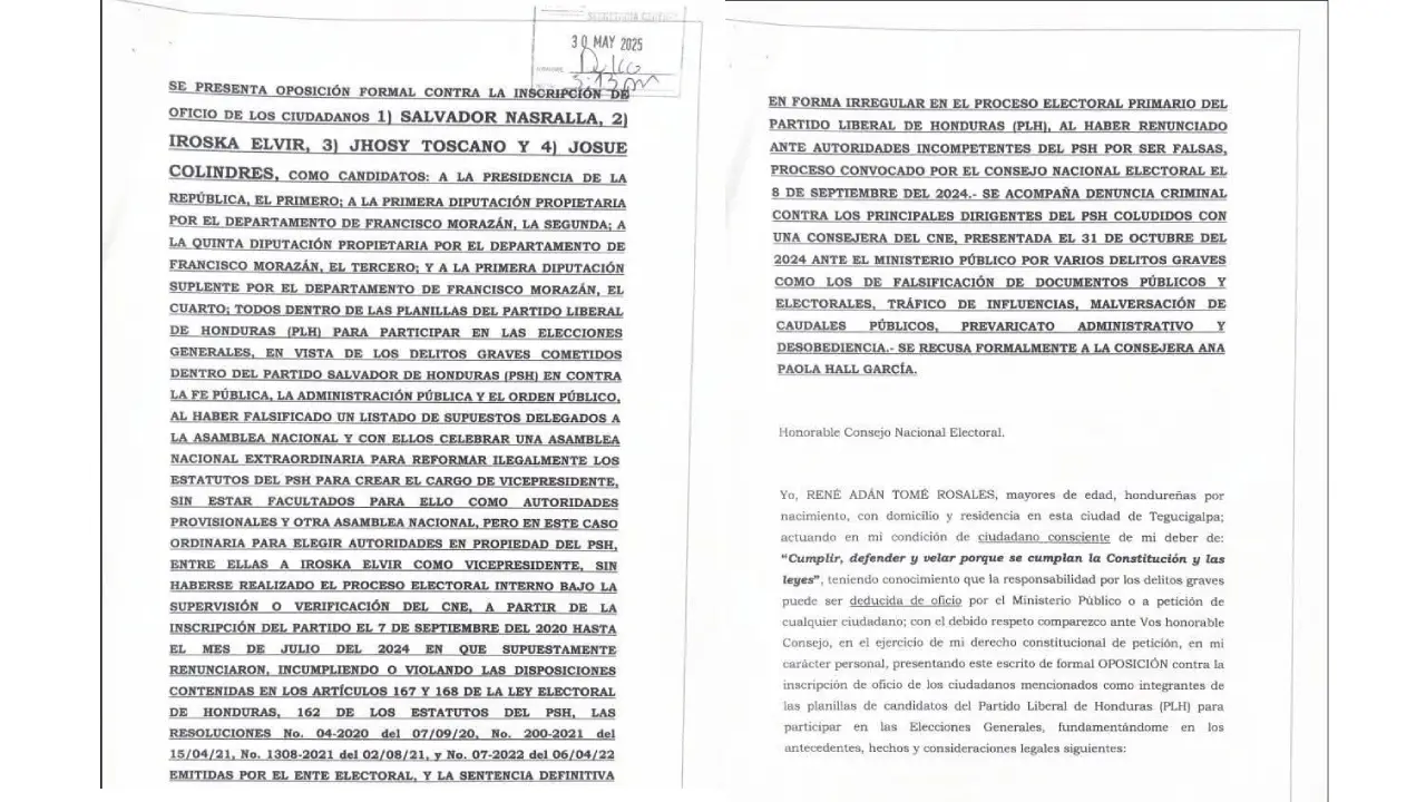 Oposición de inscripción contra Nasarlla