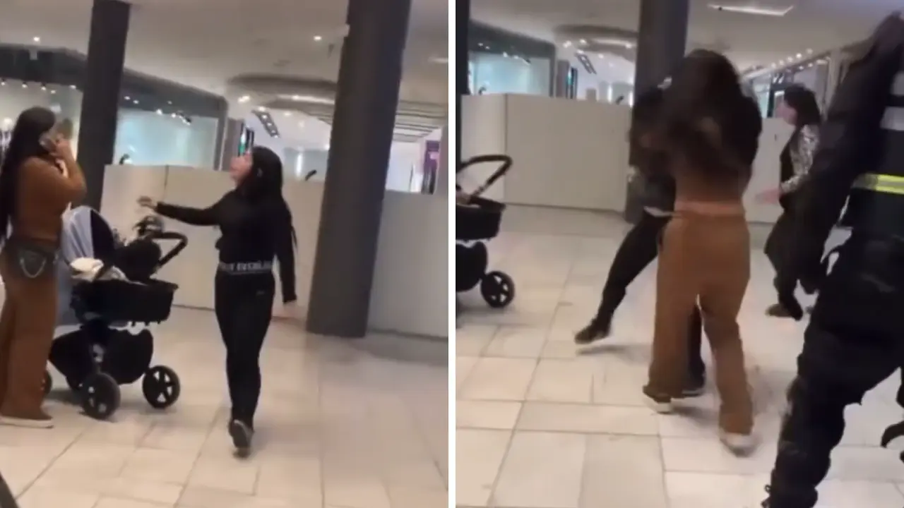 Mujeres protagonizan pelea en mall; una de ellas tenía un bebé en brazos Imagen de Mujeres protagonizan pelea en mall; una de ellas tenía un bebé en brazos