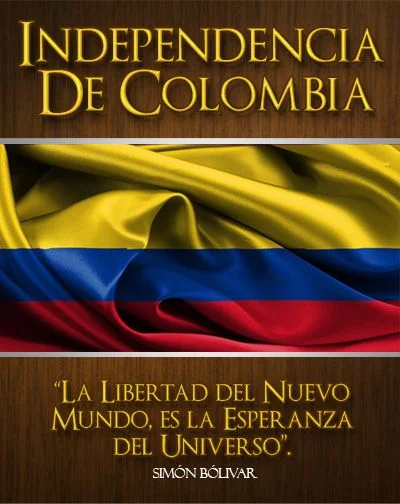 Bandera de Colombia con una frase de Simón Bolívar 
