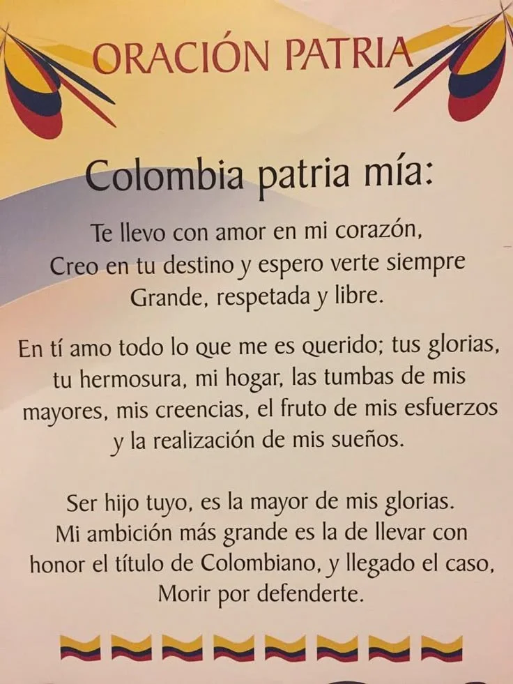 Oración a la patria Colombia 
