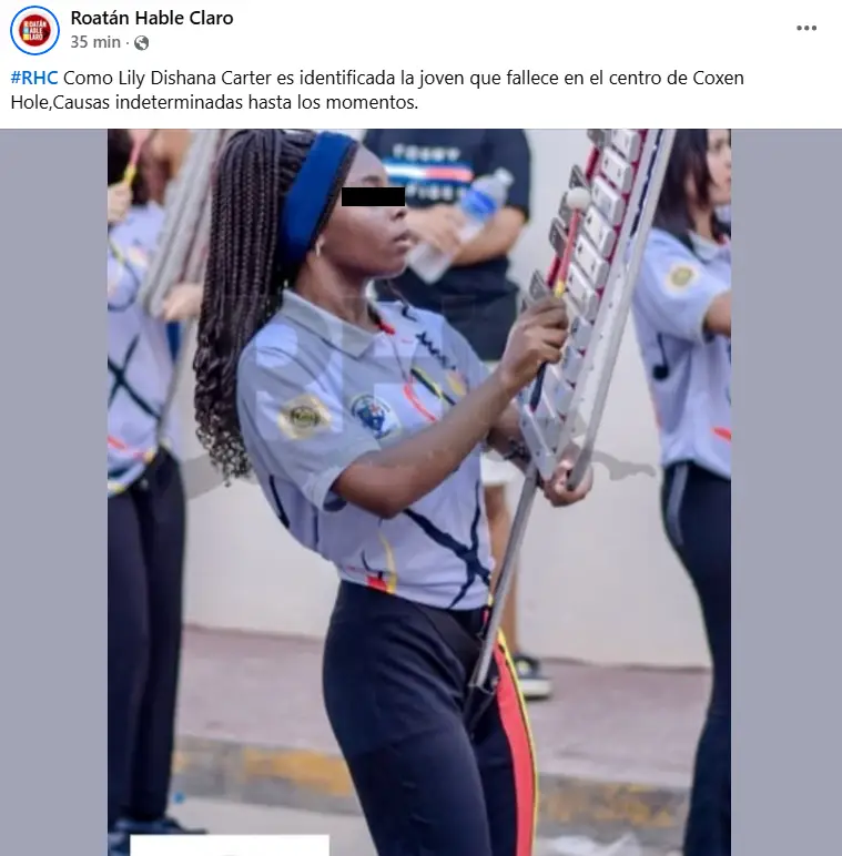 Foto de la menor a la que hallan muerta en su casa en Roatán 