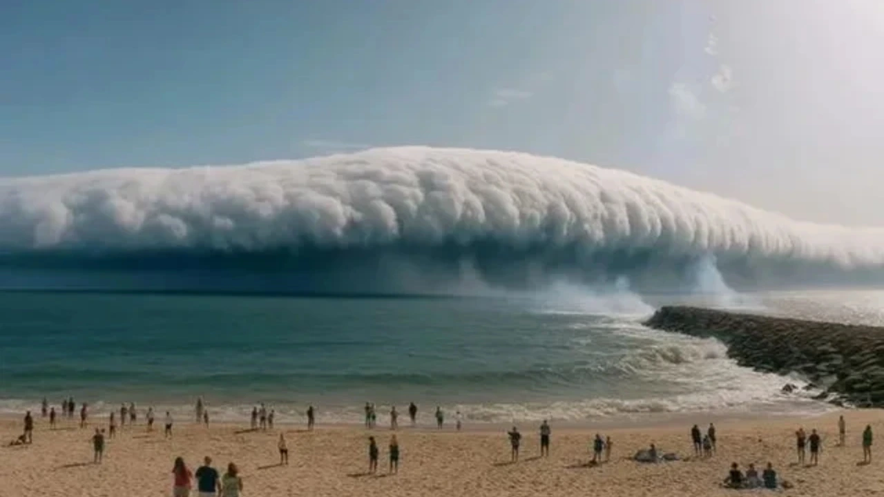 Imagen de Un raro 'tsunami' de nubes sorprende a bañistas y desata teorías conspirativas