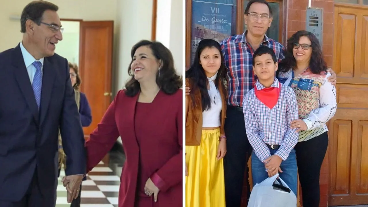 Foto de Martín Vizcarra con dos de sus hijos y su esposa 