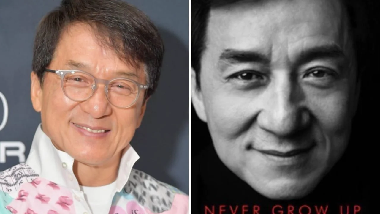 Collage de fotos del legendario actor Jackie Chan 