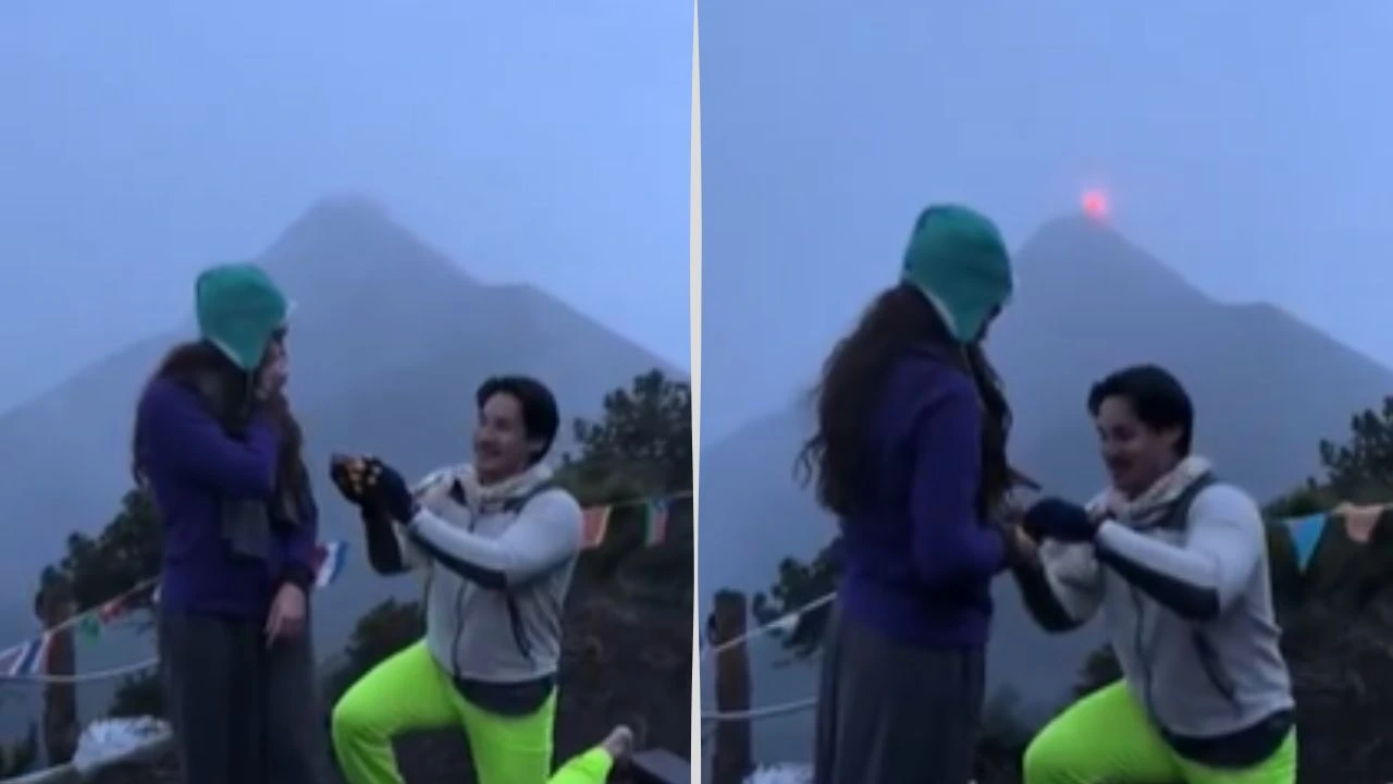 Imagen Principal de Nota: 'Sí' explosivo: Joven pide matrimonio frente a Volcán de Fuego y hace erupción