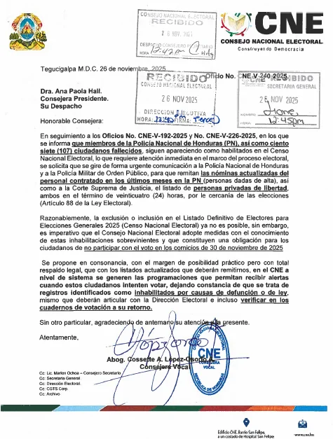 Cossette López solicita actualización urgente de listados para el CNE. Fotos: cortesía de redes sociales 