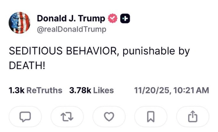 Publicación de Donal Trump en su redo social. Foto: captura de pantalla