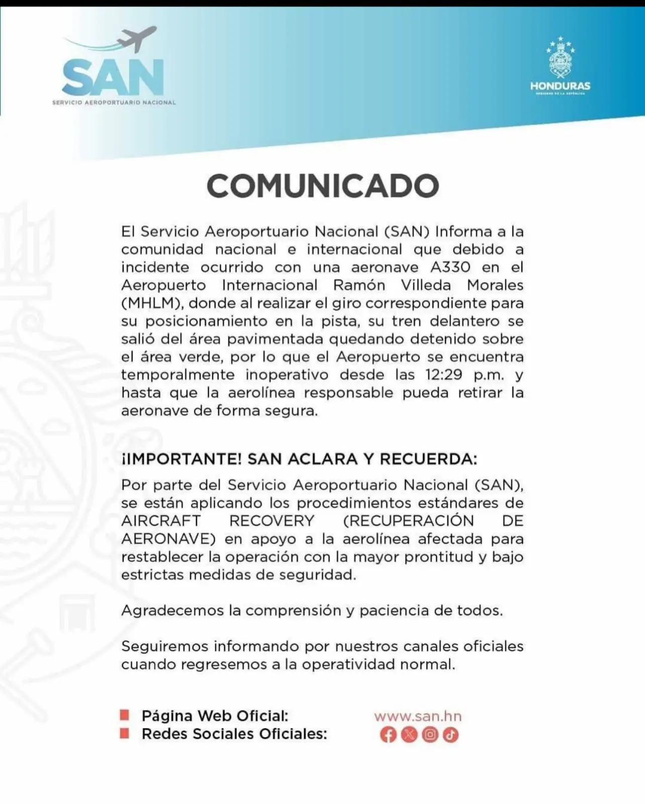 comunicado san