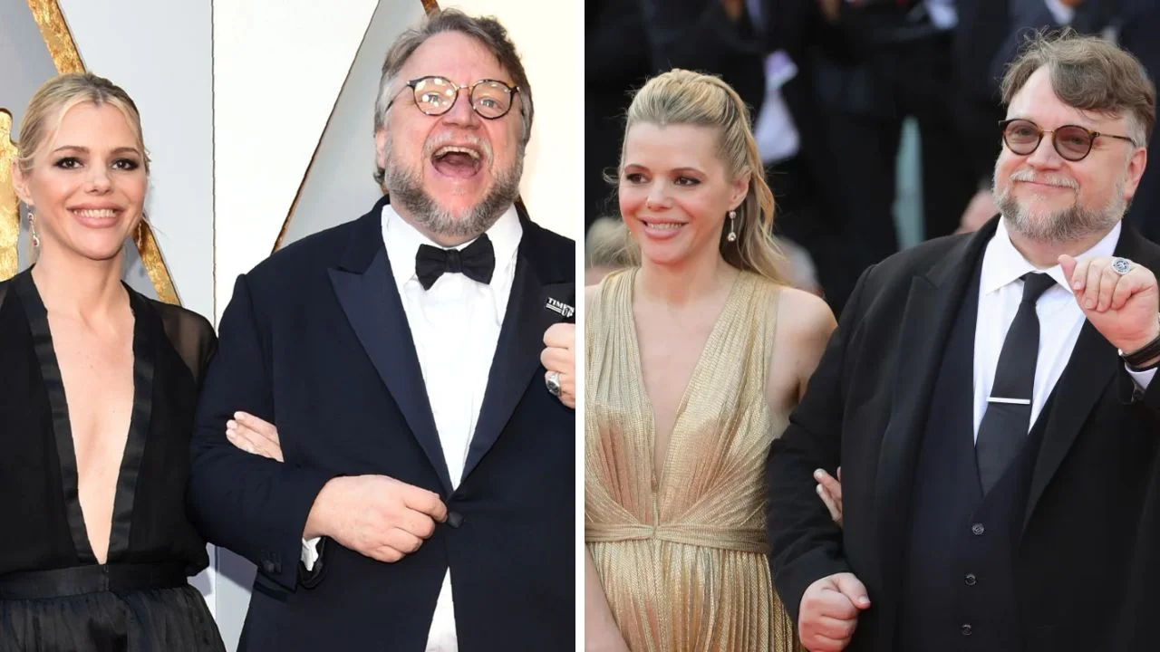 Collage de fotos de Guillermo del Toro junto a su esposa Kim Morgan 