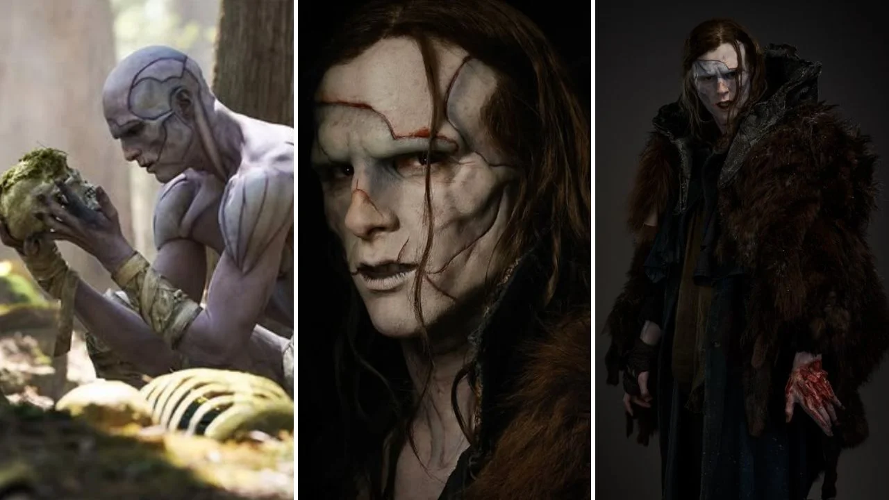 Collage de fotos de Jacob Elordi interpretando su papel de Frankestein 