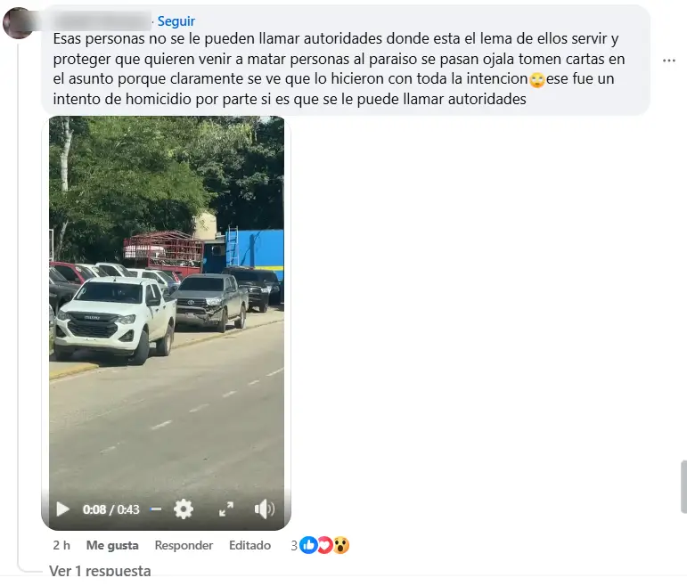 mensaje sobre el carro policial que embiste a motociclista en El Paraíso, Copán