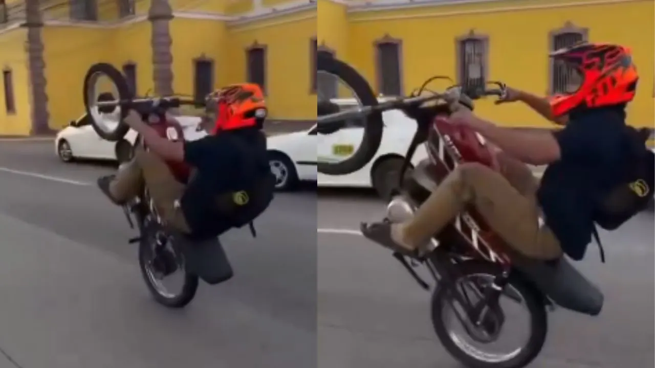 Imagen Principal de Nota: Motociclista es captado haciendo maniobras temerarias en el bulevar Los Próceres