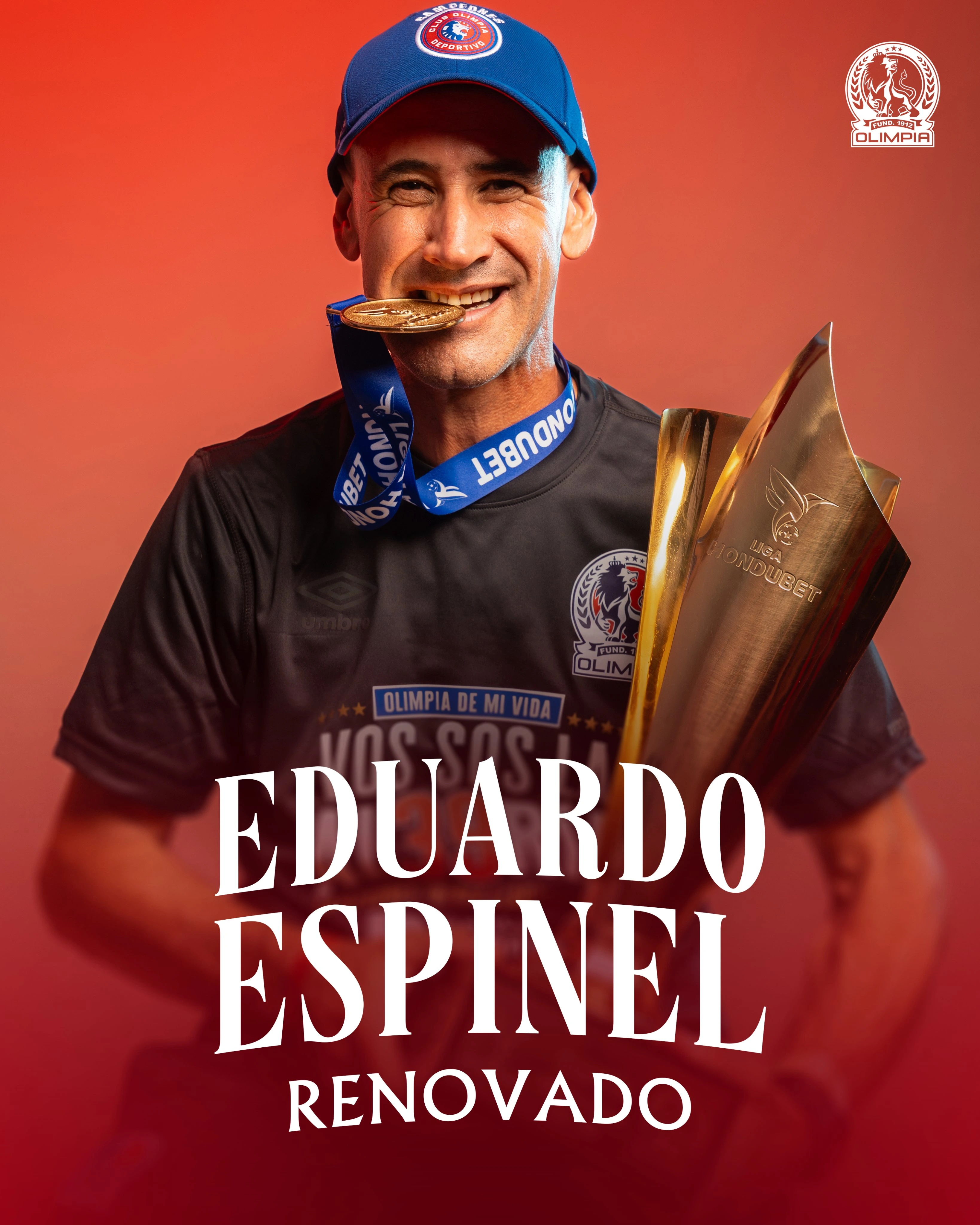 Espinel seguirá en Olimpia tras renovar por un año con el Rey de Copas. Foto: cortesía de X del Club Deportivo Olimpia