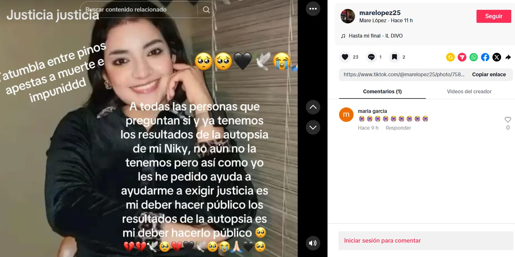 Mensaje de la madre de la joven hallada muerta en cabaña de Tatumbla