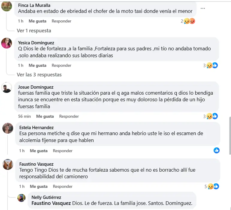 Mensajes sobre el caso del mototaxista que perdió a su hijo en accidente en Taulabé 