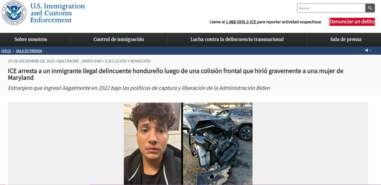 Noticia sobre el hondureño que fue capturado en Estados Unidos