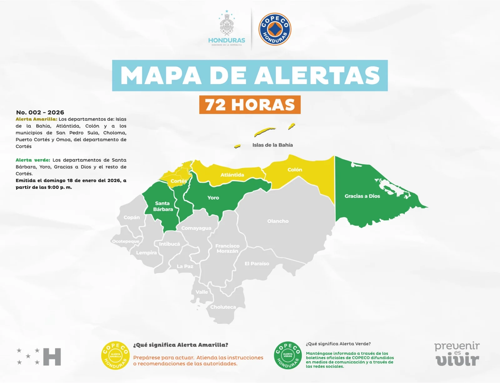 Copeco eleva alerta amarilla por lluvias en norte y Caribe de Honduras. Foto: cortesía 