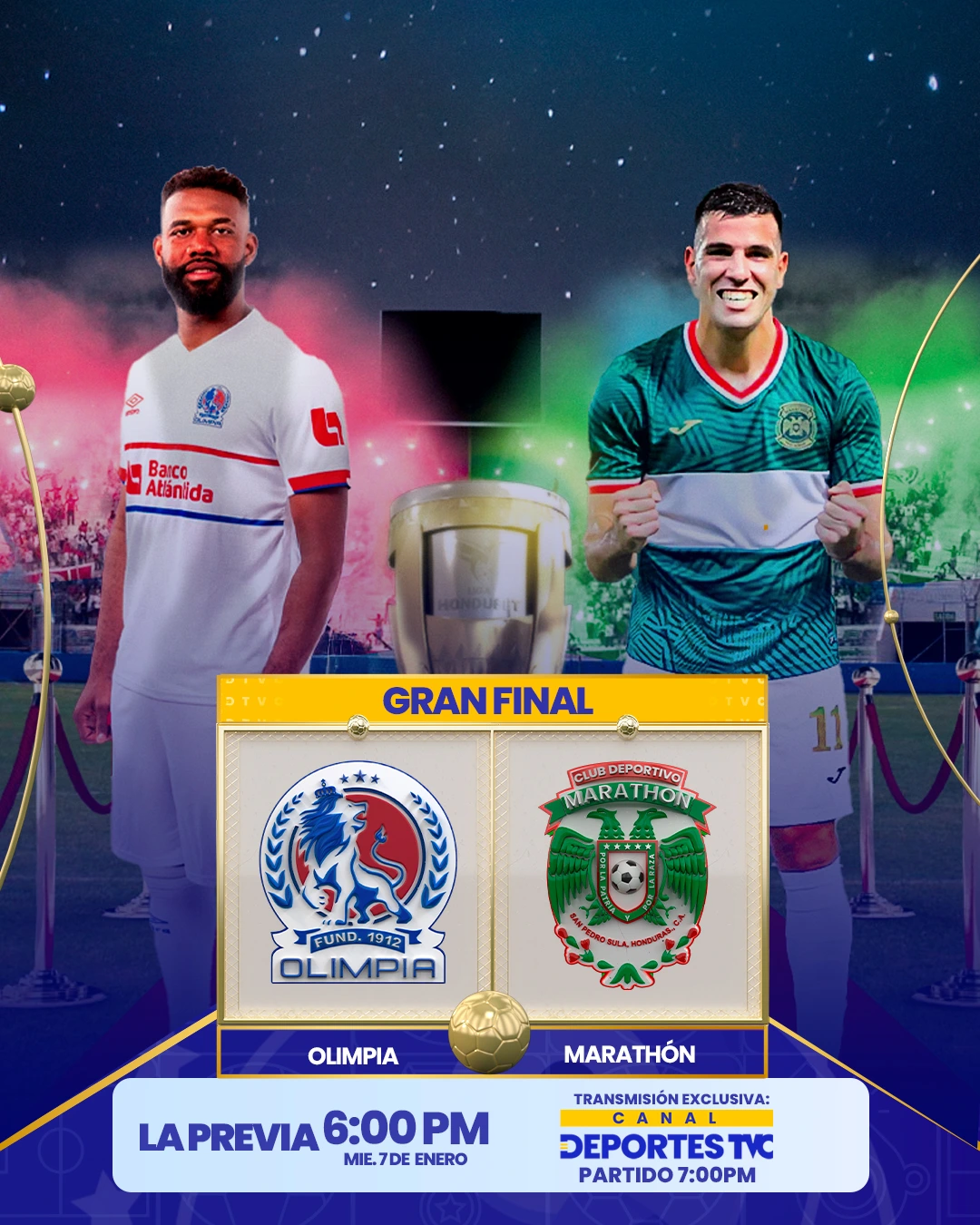 Este miércoles 7 de enero se conocerá al campeón del futbol hondureño. Foto: cortesía de Deportes TVC