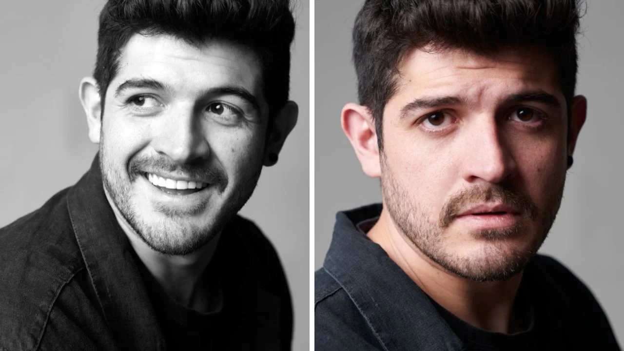 Collage de fotos de Alexis Ortega, reconocido actor de doblaje mexicano y voz de Spider-Man en las películas de Tom Holland,