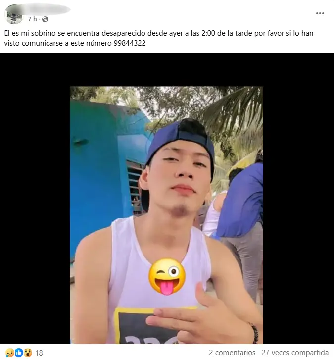 Foto del joven encontrado embolsado en Puerto Cortés