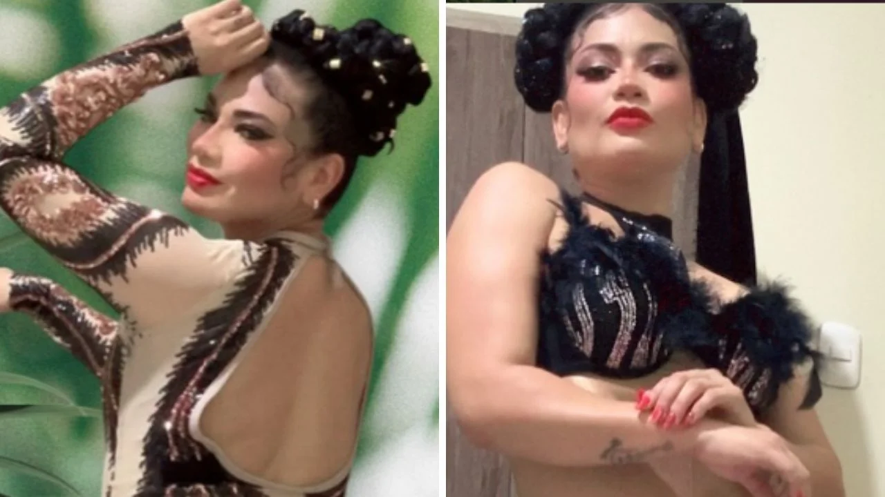 Collage de fotos de Marilya Gonzales, cantante vinculada a la agrupación Explosión de Iquitos, 