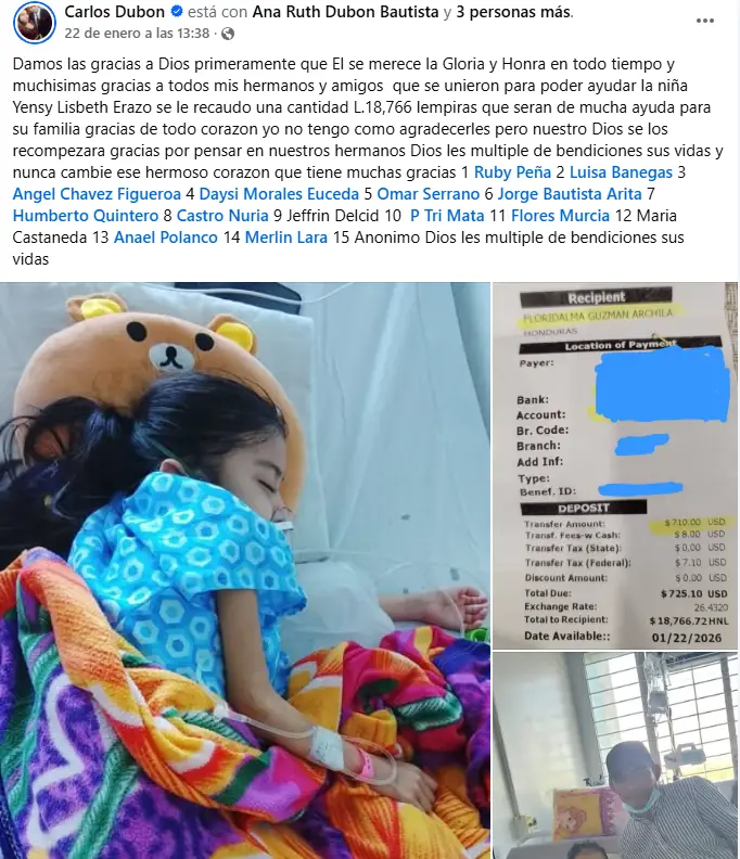 niña hondureña que fallece por fibrosis quística